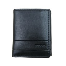 Fossil Lufkin Trifold Black Leather Mens Wallet NEW SML1395001 - $29.99