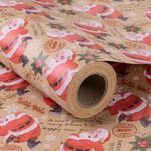 Christmas Wrapping Paper Jumbo Roll Kraft Paper Santa Claus Design for Holiday G - $96.14