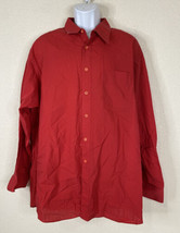 Vtg Italo Mondo Shirt Men Big Size 18 Red Button Up  Long Sleeve Pocket - £5.55 GBP