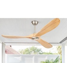 NEW  Boosant 52&quot; Ceiling Fan No Light Natural Wood Remote 3 Blade Retail $265 - £98.92 GBP