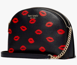 Kate Spade Spencer Kisses Double Zip Dome Crossbody Black K5681 $168 Retail - £70.38 GBP