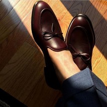 NEW Handmade Men&#39;s burgundy leather loafer, burgundy tassel loafers, men&#39;s loafe - £115.07 GBP
