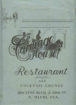 Carriage House Restaurant Menu Biscayne Blvd at 126th St N Miami Florida 1960&#39;s - $74.20