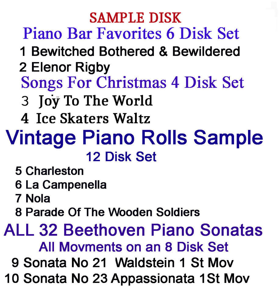 Sample disk 18 Piano SOLOS  Yamaha Disklavier Clavinova PianoSoft  Player Pianos