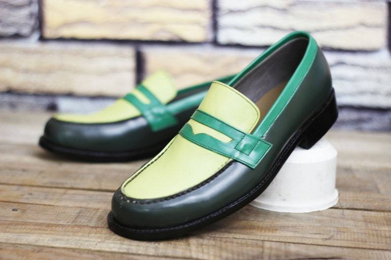 Handmade Leather Multicolored Loafer Slip on Shoes, Men Loafer Shoes