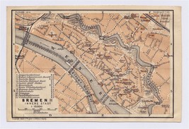 1904 Original Antique City Map Of Bremen Downtown / Germany - £15.08 GBP