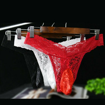 Plus Men Lace Briefs Sissy G-string Pants T-back Bikini Thong Underwear ... - £4.75 GBP