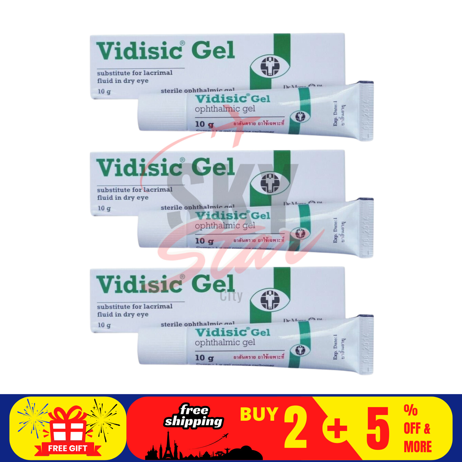 3 X 10g Vidisic Gel Lacrimal Fluid in Dry Eye Ophthalmic Gel Free Shipping - $36.53
