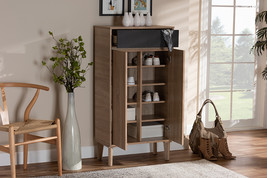 Zariah Two-Tone Oak Brown and Dark Gray Entryway Shoe Cabinet w/Drawer - $3,247.38 MXN