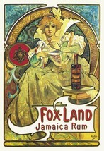 Foxland Jamaica Rum 1897 by Alphonse Mucha On Stretched Canvas Museum Wrapped - £201.62 GBP