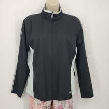 IZOD Full Zip Windbreaker Jacket Women&#39;s Size Medium Black Blue - £11.09 GBP