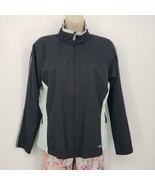 IZOD Full Zip Windbreaker Jacket Women&#39;s Size Medium Black Blue - £11.02 GBP
