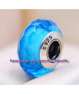925 Sterling Silver Handmade Bead Fascinating Aqua Faceted Murano Glass ... - $9.05 CAD