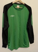 MENS Medium Umbro #00 Goalie Jersey Padded Arms Green Soccer Football - $29.69