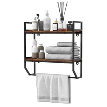 Wall Mounted Over Toilet 2-Shelf Bathroom Shelving Unit with Towel Bar - $134.49