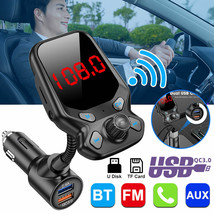 Bluetooth 5.0 Fm Transmitter In-Car Mp3 Aux Radio Adapter Qc3.0 Dual Usb Charger - £20.55 GBP