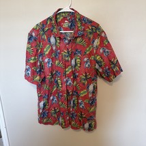 Tommy Bahama Hawaiian Shirt Mens X-Large Red Floral Parrot AOP Button Up - $29.87