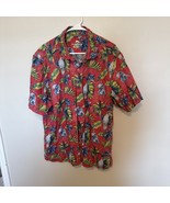 Tommy Bahama Hawaiian Shirt Mens X-Large Red Floral Parrot AOP Button Up - $40.85 CAD