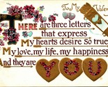 Large Letter To My Valentine Poem 1919 Gilt Embossed Postcard - $16.02