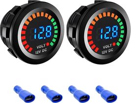 2 PCS Waterproof Voltmeter for Car, DC 12V LED Digital Display Voltage G... - $14.80