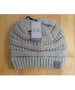 CC Beanie Cable Knit Tan Winter Hat Cap Knit Slouchy Thick  Warm New - £11.67 GBP