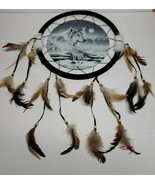 3D Wolf Dream Catcher 1 Wolfs Head, 1 Wolf in Snow 13&quot; Dia - $17.32