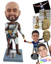 Personalized Bobblehead Bounty hunter wearing spacial outfit and cape ready to b - £71.41 GBP
