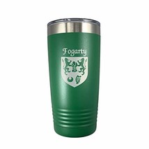 Fogarty Irish Coat of Arms Stainless Steel Green Travel Tumbler - $27.43