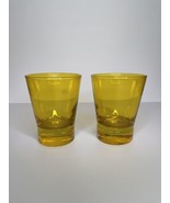 2 Yellow Glass Drinking Glasses Tumblers Glasses Art - $10.22