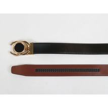 Men VALENTINI Leather Track Belt Medallion Fancy Designer V533-G Black image 4