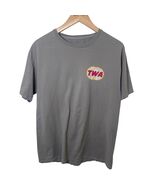 TWA Airlines Logo Graphic T Shirt Malibu Shirts Gray Travel Tee Sz Med - $20.00