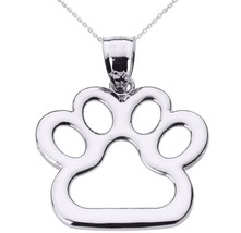 Polished 925 Sterling Silver Dog Paw Print Pendant Necklace, 22 inch Chain New - £83.48 GBP