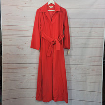 Vtg Women&#39;s Vanity Fair Red Velvet Robe Button Front Tie Housecoat Sz 14... - $25.73