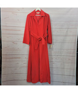 Vtg Women&#39;s Vanity Fair Red Velvet Robe Button Front Tie Housecoat Sz 14... - €22,07 EUR