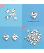 Antique Silver Plated Heart Love Charms Pendants For Jewelry Making 5-10... - £1.72 GBP+