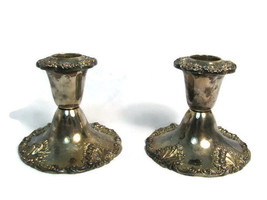 Godinger 20th Century Baroque Set of 2 Silver Plated 4&quot; Candlesticks w/ Box - £21.91 GBP
