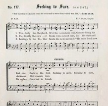 1883 Gospel Hymn Seeking To Save Sheet Music Victorian Religious ADBN1fff - £11.77 GBP