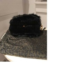 Rebecca Minkoff Black Rabbit Fur Rumor Crossbody Bag $395 Euc Minor Defect - £78.34 GBP