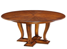 70" Extendable Round Dining Lobby Table Large Solid Walnut Old World European - $5,249.17
