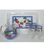 Garden Ridge Clear Acrylic Strawberry Cherry Fruit Tray Water Pitcher &amp; ... - $32.66