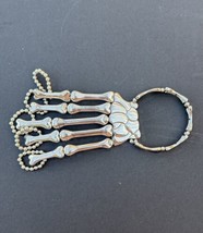 Stretchy Metal Chrome Colored Wristband With Skeleton Fingers Costume Jewlry Rdy - $11.75