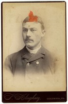Antique Circa 1880s Cabinet Card Klugherz Handsome Man Mustache Columbia... - £7.52 GBP