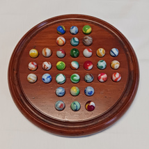 Vintage Marble Solitaire Board Game with 33 Vintage Glass Machine Made Marbles - £31.60 GBP