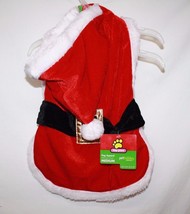 Top Paw Santa MEDIUM Dog Coat Costume Pet Holiday Hoodie Outfit Red Gold Belt M - $11.65