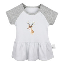 Christmas Reindeer Retro Elk Deer Newborn Baby Dress Infant 100% Cotton Clothes - £10.45 GBP