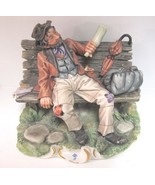 CAPODIMONTE Bisque Figurine Drunk Man On Bench by Carlo Savastano Mint! - £219.23 GBP