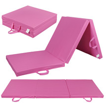 Pink Exercise Tri-Fold PU Leather Gym Mat For Gymnastics Yoga  Non-Slip ... - £45.60 GBP
