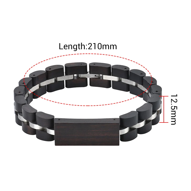 Wooden Bracelet for Men Women Stylish Wood &amp; Stainless Steel Combined Wooden Ban - £44.81 GBP