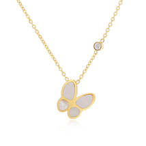 Cubic Zirconia &amp; 18K Gold-Plated Butterfly Pendant Necklace - £11.16 GBP