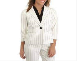 New Kasper Off White Black Stripes Career Jacket Blazer Size 10 $129 - £53.64 GBP